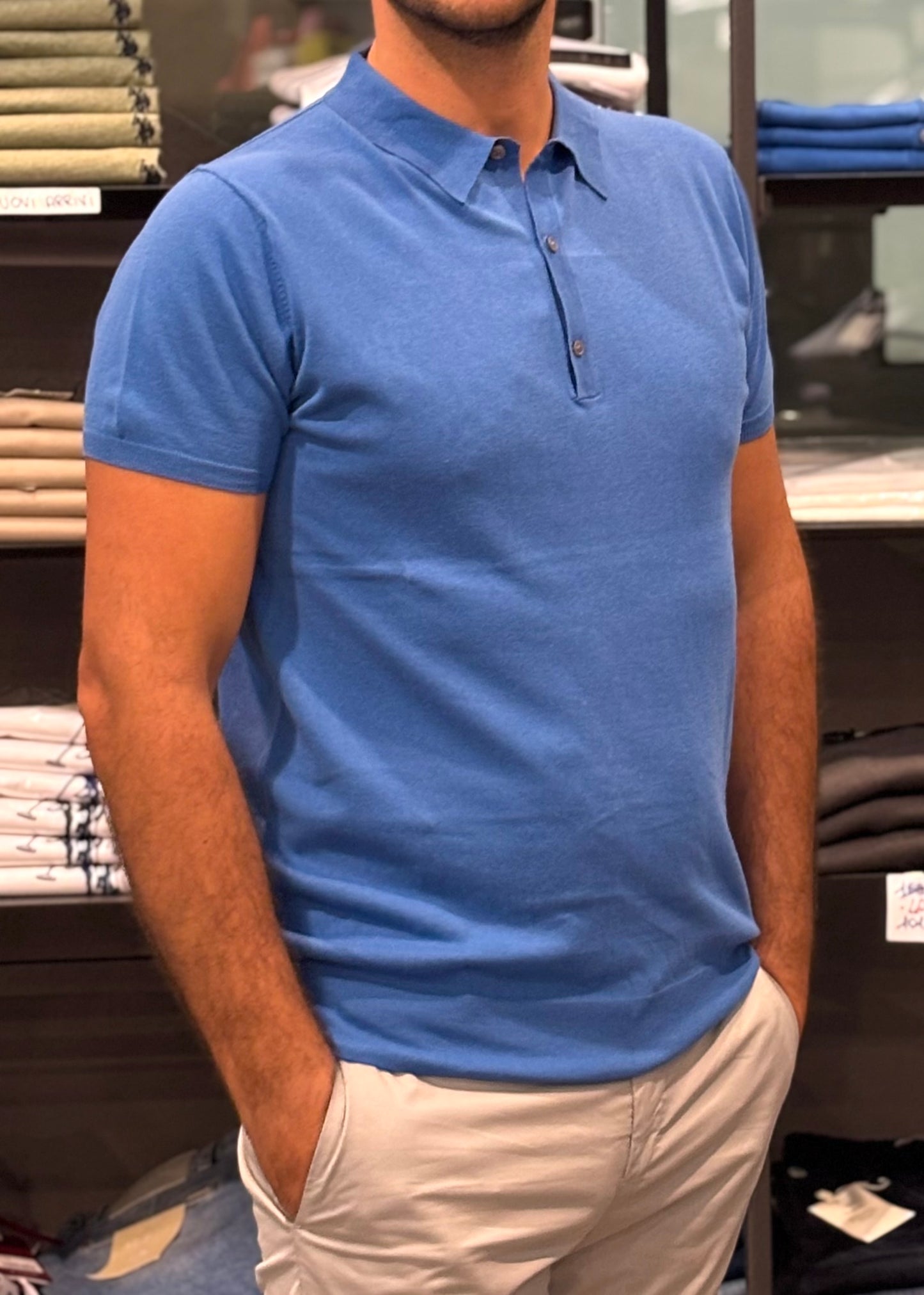 Polo in maglia VeLo Celeste